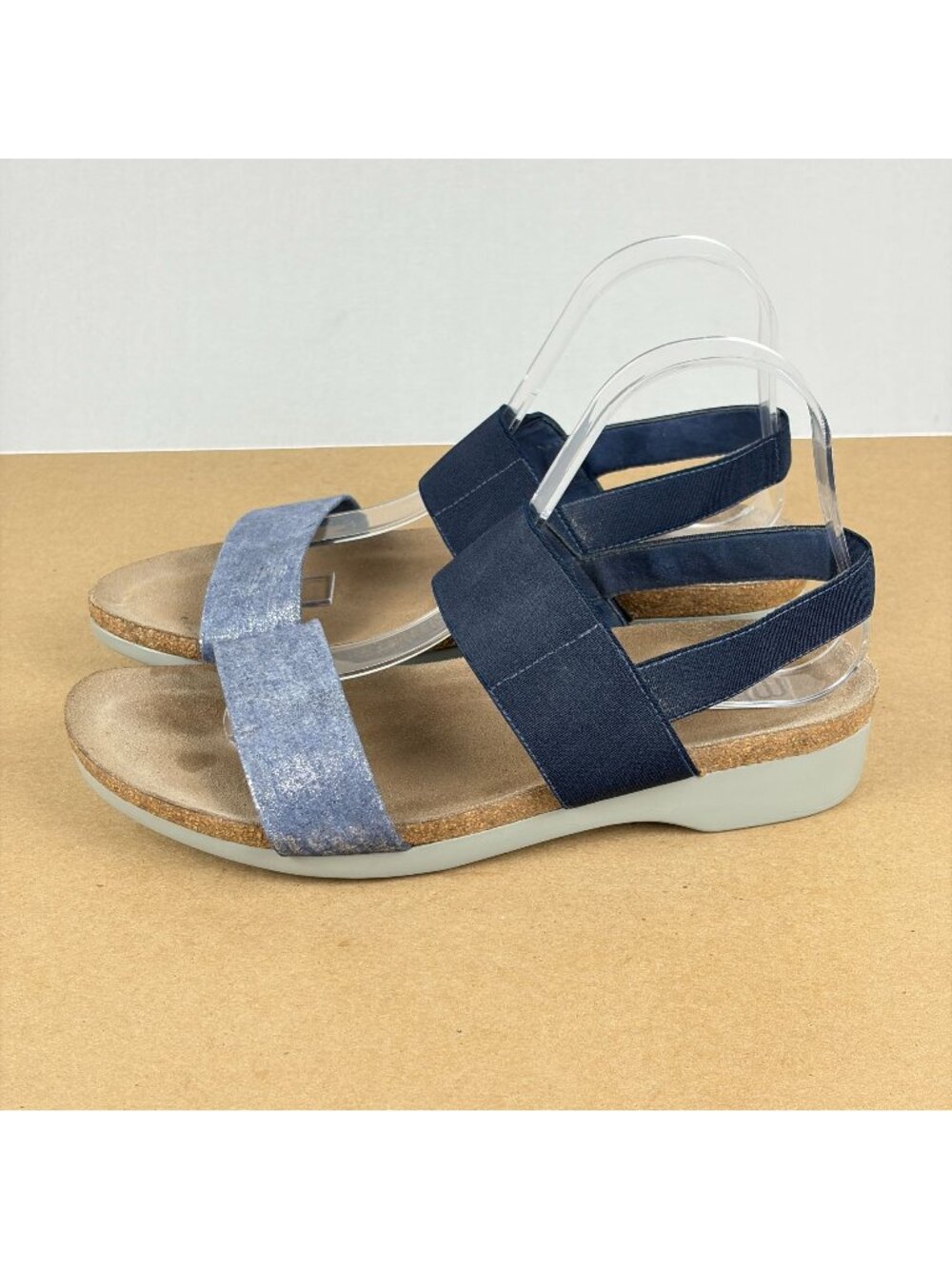 Munro Pisces Metalic Slingback Sandals Womens 10 Wide Blue Open Toe Casual